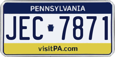PA license plate JEC7871
