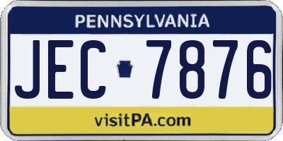 PA license plate JEC7876