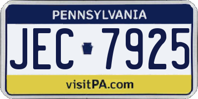 PA license plate JEC7925