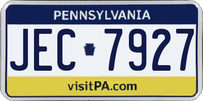 PA license plate JEC7927