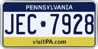 PA license plate JEC7928