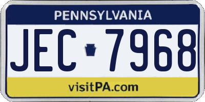 PA license plate JEC7968