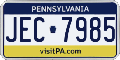 PA license plate JEC7985