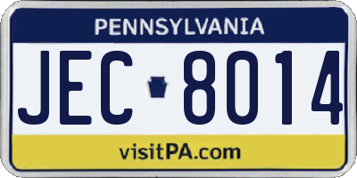 PA license plate JEC8014