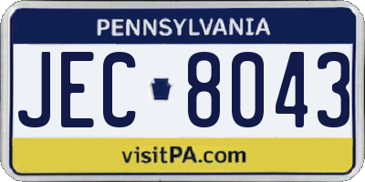 PA license plate JEC8043
