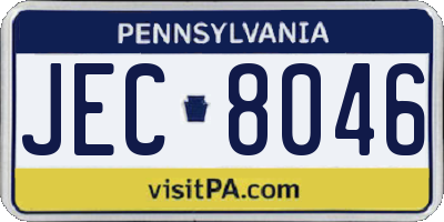 PA license plate JEC8046