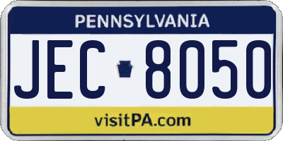 PA license plate JEC8050