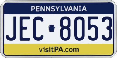 PA license plate JEC8053