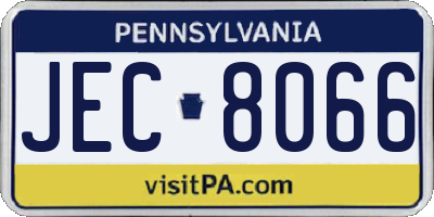 PA license plate JEC8066