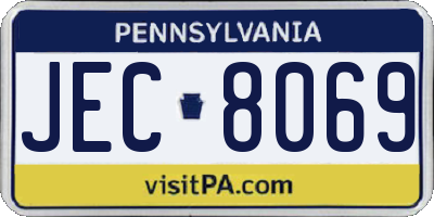 PA license plate JEC8069