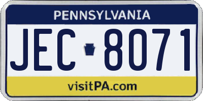 PA license plate JEC8071