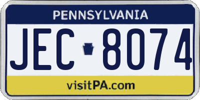PA license plate JEC8074