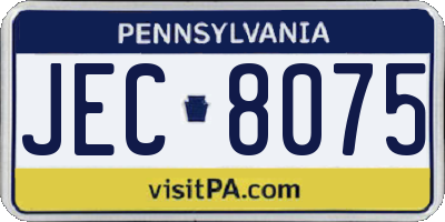 PA license plate JEC8075