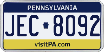 PA license plate JEC8092