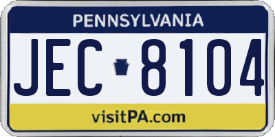PA license plate JEC8104