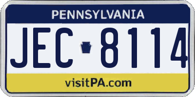 PA license plate JEC8114