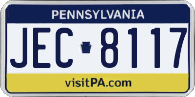 PA license plate JEC8117
