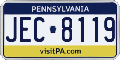 PA license plate JEC8119