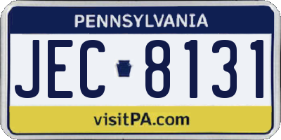 PA license plate JEC8131