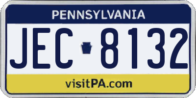 PA license plate JEC8132