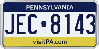 PA license plate JEC8143