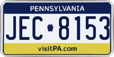 PA license plate JEC8153