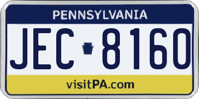 PA license plate JEC8160
