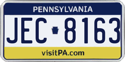 PA license plate JEC8163