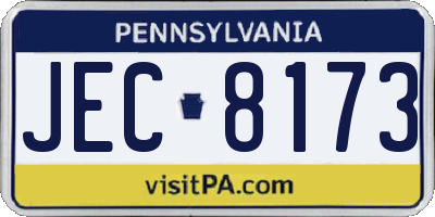 PA license plate JEC8173
