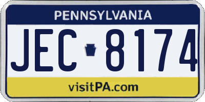 PA license plate JEC8174