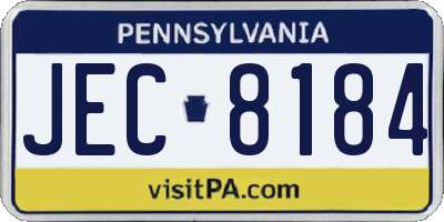 PA license plate JEC8184