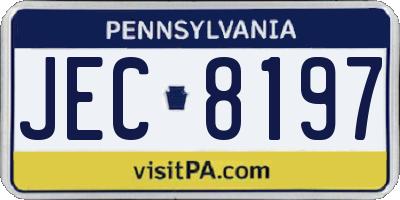 PA license plate JEC8197