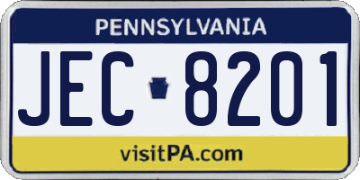 PA license plate JEC8201