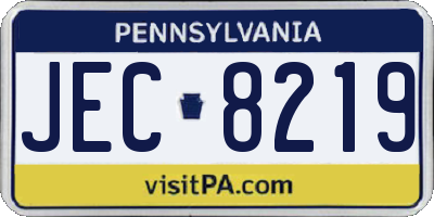 PA license plate JEC8219