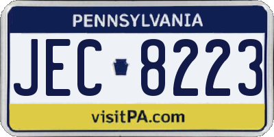 PA license plate JEC8223