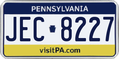 PA license plate JEC8227
