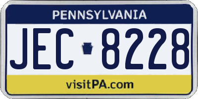 PA license plate JEC8228