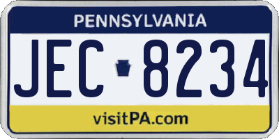 PA license plate JEC8234