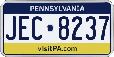 PA license plate JEC8237