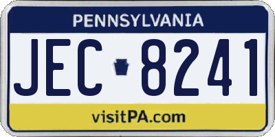 PA license plate JEC8241