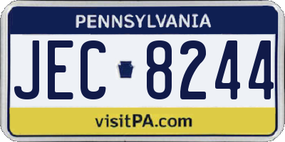 PA license plate JEC8244