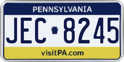 PA license plate JEC8245
