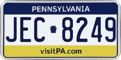PA license plate JEC8249