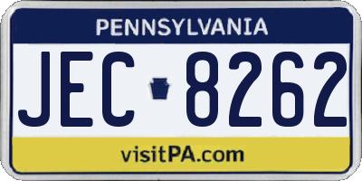 PA license plate JEC8262