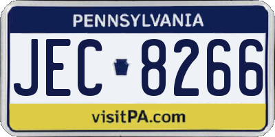PA license plate JEC8266