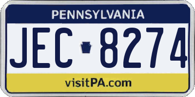PA license plate JEC8274