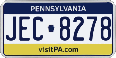 PA license plate JEC8278