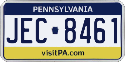 PA license plate JEC8461