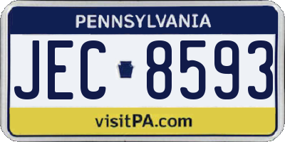 PA license plate JEC8593