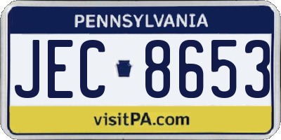 PA license plate JEC8653